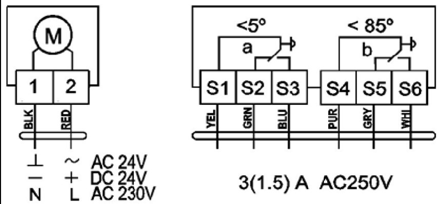 Электропривод Нанотек LF 24 B 3.0 (3 Н·м, с возвратной пружиной)