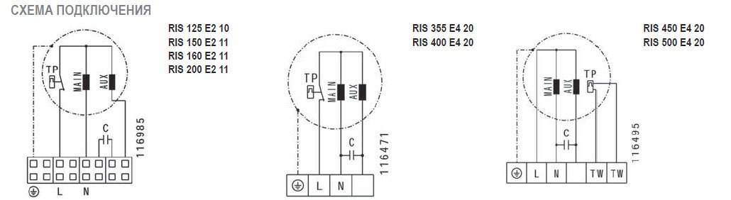 RIS-150 EC 20 вентилятор канальный — Схемы монтажа